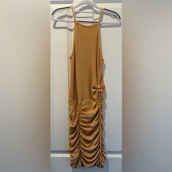 Free People FP One Katya Thermal Mini Dress Yellow Size Small - Picture 2 of 9